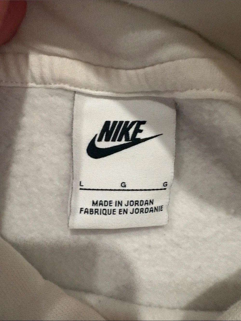 Nike Men's Off-White Pullover Hoodie with Black Swoosh